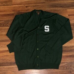 Classic Dark Green Cardigan with Logo